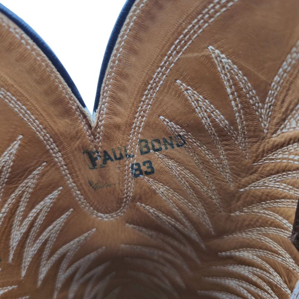 Vintage Paul Bond Tall Custom Womens Size 6B Brown Leather Cowboy Western Boots - Picture 5 of 15